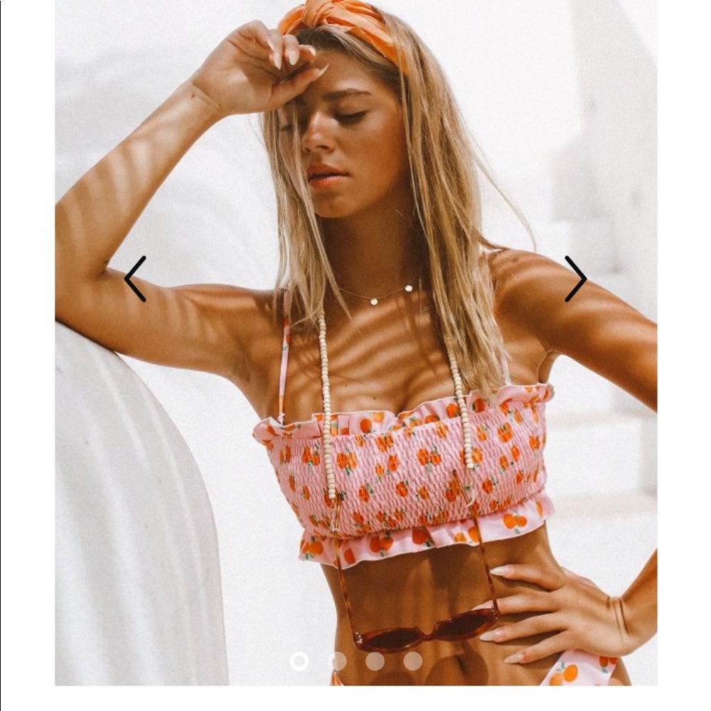 Koleha peach ruffle swimsuit bikini top